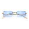 Rimless Geometric Beveled Narrow Rectangle Metal Rim Hustler Fashion Sunglasses