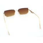 Rimless Geometric Beveled Narrow Rectangle Metal Rim Hustler Fashion Sunglasses