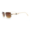 Rimless Geometric Beveled Narrow Rectangle Metal Rim Hustler Fashion Sunglasses