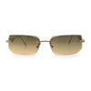 Rimless Geometric Beveled Narrow Rectangle Metal Rim Hustler Fashion Sunglasses