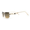 Rimless Geometric Beveled Narrow Rectangle Metal Rim Hustler Fashion Sunglasses