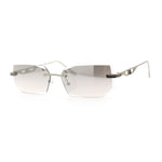 Rimless Geometric Beveled Narrow Rectangle Metal Rim Hustler Fashion Sunglasses