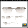 Rimless Geometric Beveled Narrow Rectangle Metal Rim Hustler Fashion Sunglasses
