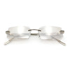 Rimless Geometric Beveled Narrow Rectangle Metal Rim Hustler Fashion Sunglasses