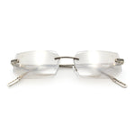 Rimless Geometric Beveled Narrow Rectangle Metal Rim Hustler Fashion Sunglasses