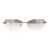 Rimless Geometric Beveled Narrow Rectangle Metal Rim Hustler Fashion Sunglasses