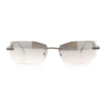 Rimless Geometric Beveled Narrow Rectangle Metal Rim Hustler Fashion Sunglasses