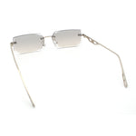 Rimless Geometric Beveled Narrow Rectangle Metal Rim Hustler Fashion Sunglasses