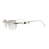 Rimless Geometric Beveled Narrow Rectangle Metal Rim Hustler Fashion Sunglasses