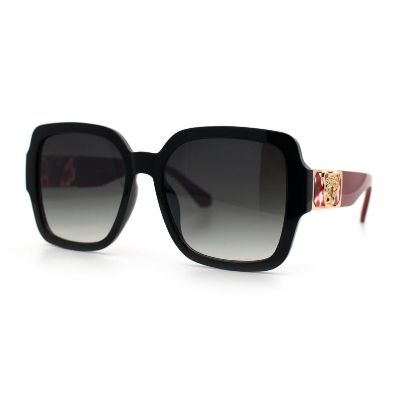 Luxury 90s Bold Jaguar Emblem Rectangle Butterfly Thick Plastic Fashion Sunglasses