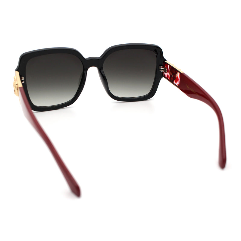 Luxury 90s Bold Jaguar Emblem Rectangle Butterfly Thick Plastic Fashion Sunglasses