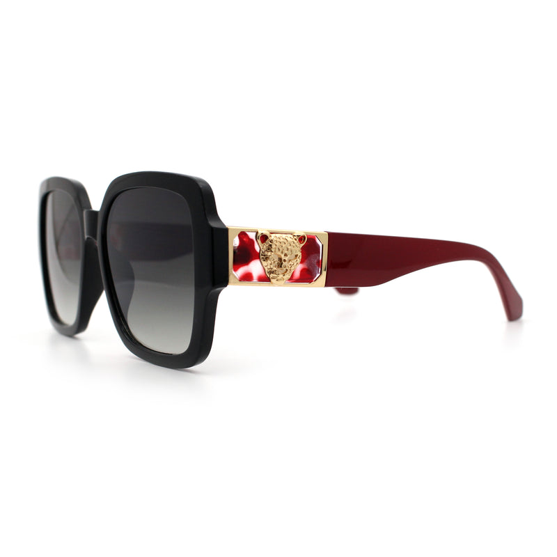 Luxury 90s Bold Jaguar Emblem Rectangle Butterfly Thick Plastic Fashion Sunglasses