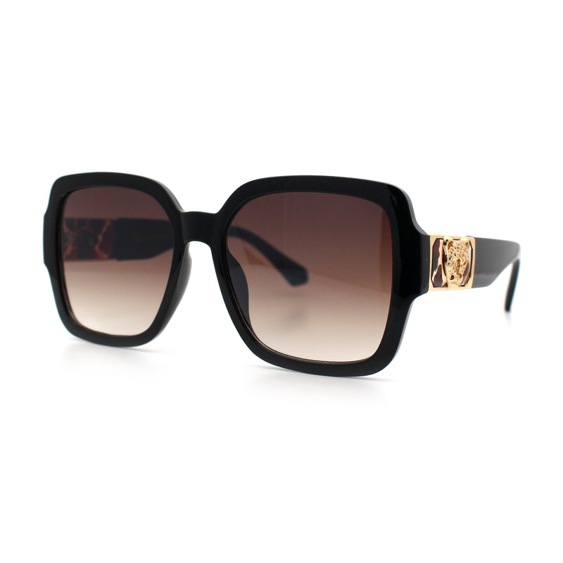 Luxury 90s Bold Jaguar Emblem Rectangle Butterfly Thick Plastic Fashion Sunglasses