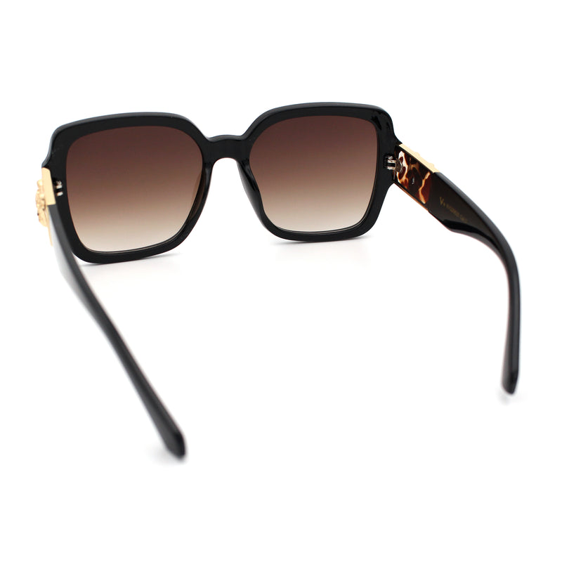 Luxury 90s Bold Jaguar Emblem Rectangle Butterfly Thick Plastic Fashion Sunglasses
