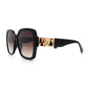 Luxury 90s Bold Jaguar Emblem Rectangle Butterfly Thick Plastic Fashion Sunglasses