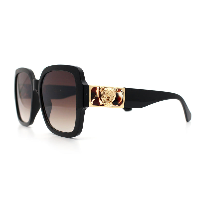 Luxury 90s Bold Jaguar Emblem Rectangle Butterfly Thick Plastic Fashion Sunglasses