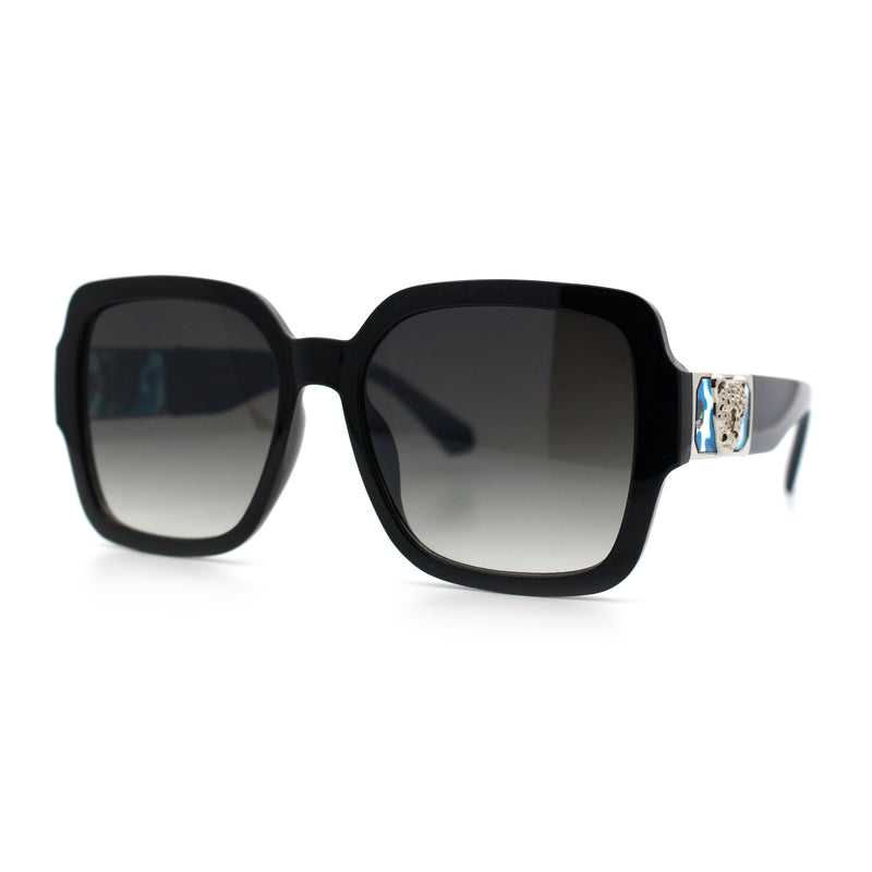 Luxury 90s Bold Jaguar Emblem Rectangle Butterfly Thick Plastic Fashion Sunglasses