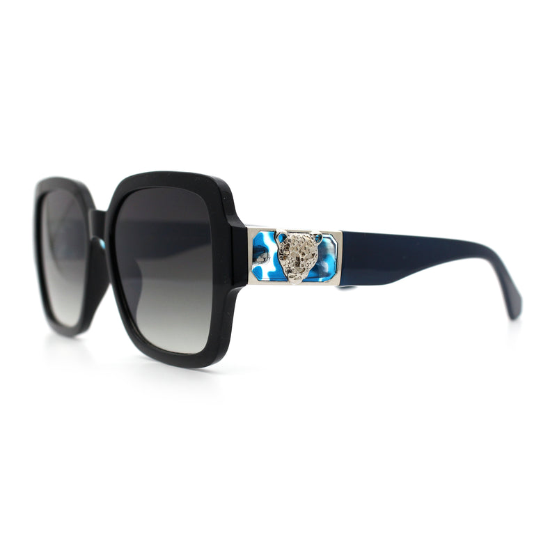 Luxury 90s Bold Jaguar Emblem Rectangle Butterfly Thick Plastic Fashion Sunglasses