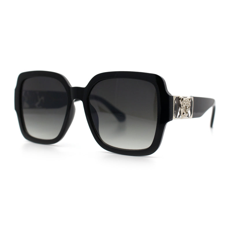 Luxury 90s Bold Jaguar Emblem Rectangle Butterfly Thick Plastic Fashion Sunglasses