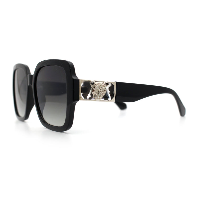 Luxury 90s Bold Jaguar Emblem Rectangle Butterfly Thick Plastic Fashion Sunglasses