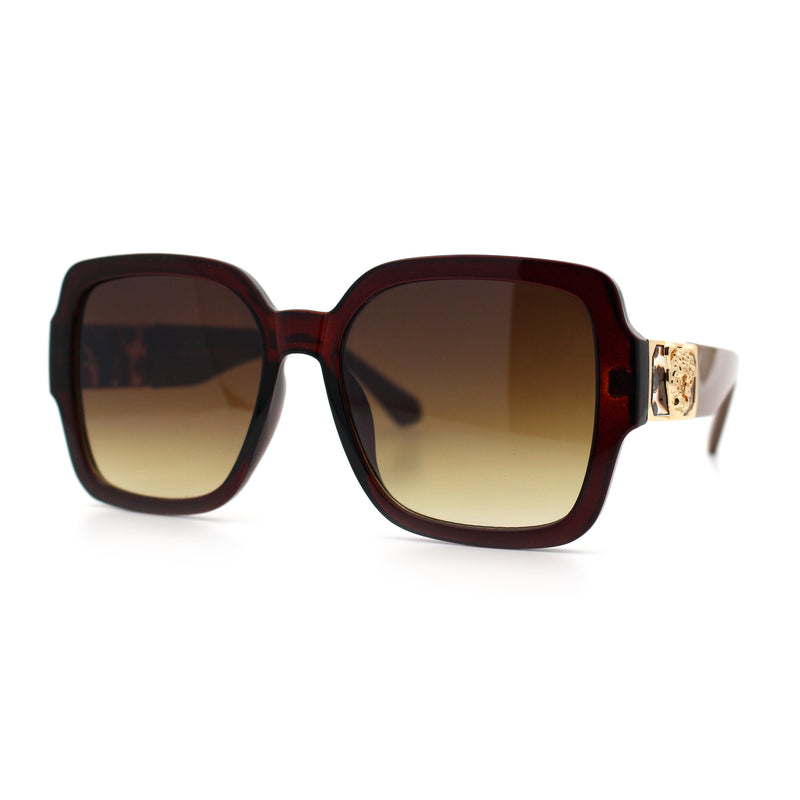 Luxury 90s Bold Jaguar Emblem Rectangle Butterfly Thick Plastic Fashion Sunglasses