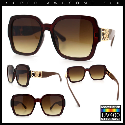 Luxury 90s Bold Jaguar Emblem Rectangle Butterfly Thick Plastic Fashion Sunglasses