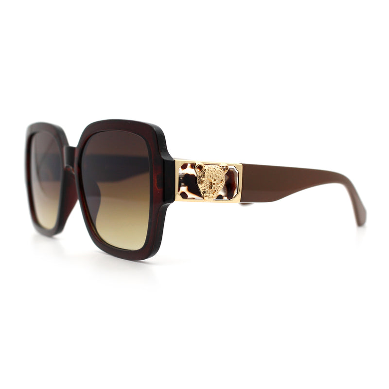 Luxury 90s Bold Jaguar Emblem Rectangle Butterfly Thick Plastic Fashion Sunglasses