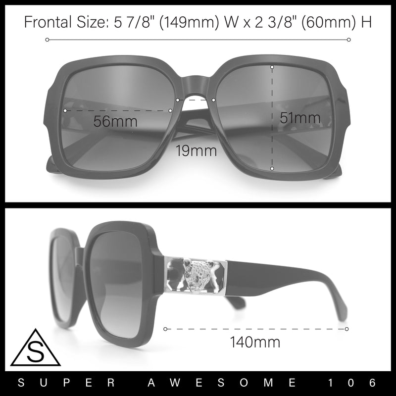 Luxury 90s Bold Jaguar Emblem Rectangle Butterfly Thick Plastic Fashion Sunglasses