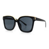 Womens Boyfriend Metal Brow Trim Inset Lens Horn Rim Plastic Fashion Sunglasses