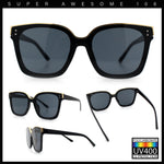 Womens Boyfriend Metal Brow Trim Inset Lens Horn Rim Plastic Fashion Sunglasses