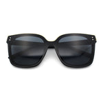 Womens Boyfriend Metal Brow Trim Inset Lens Horn Rim Plastic Fashion Sunglasses