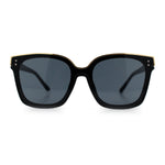 Womens Boyfriend Metal Brow Trim Inset Lens Horn Rim Plastic Fashion Sunglasses