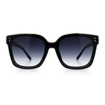 Womens Boyfriend Metal Brow Trim Inset Lens Horn Rim Plastic Fashion Sunglasses
