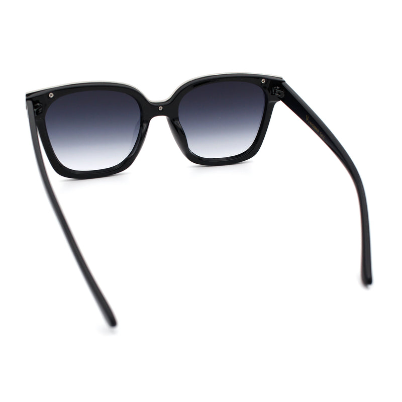 Womens Boyfriend Metal Brow Trim Inset Lens Horn Rim Plastic Fashion Sunglasses