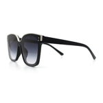 Womens Boyfriend Metal Brow Trim Inset Lens Horn Rim Plastic Fashion Sunglasses