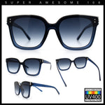 Womens Boyfriend Metal Brow Trim Inset Lens Horn Rim Plastic Fashion Sunglasses