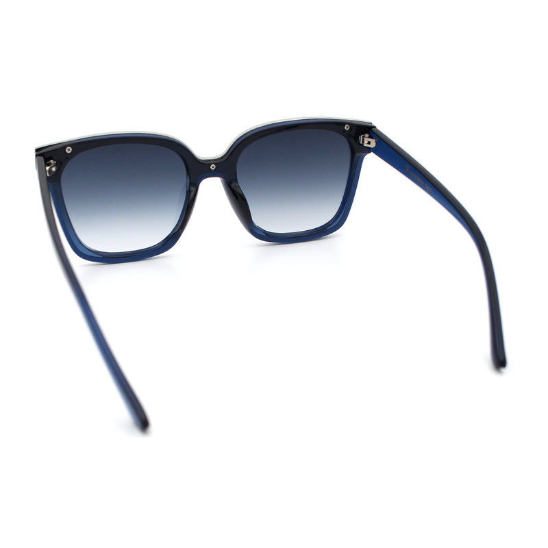 Womens Boyfriend Metal Brow Trim Inset Lens Horn Rim Plastic Fashion Sunglasses