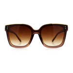 Womens Boyfriend Metal Brow Trim Inset Lens Horn Rim Plastic Fashion Sunglasses