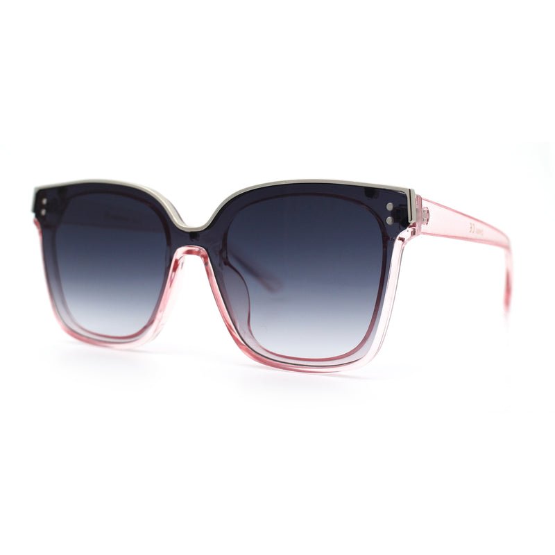 Womens Boyfriend Metal Brow Trim Inset Lens Horn Rim Plastic Fashion Sunglasses