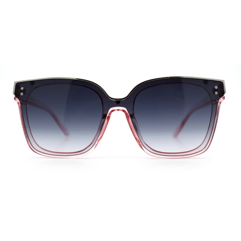 Womens Boyfriend Metal Brow Trim Inset Lens Horn Rim Plastic Fashion Sunglasses