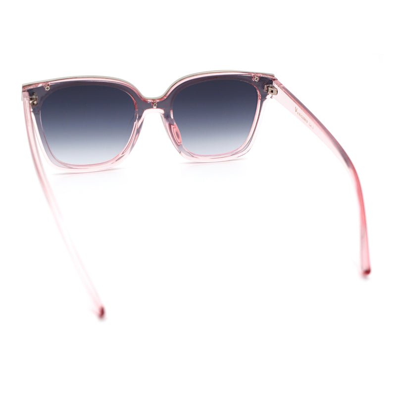 Womens Boyfriend Metal Brow Trim Inset Lens Horn Rim Plastic Fashion Sunglasses