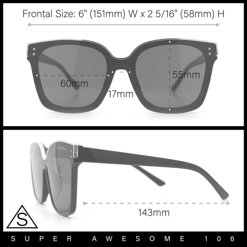 Womens Boyfriend Metal Brow Trim Inset Lens Horn Rim Plastic Fashion Sunglasses