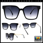 Womens Luxury Designer Inset Lens Metal Arm Horn Rim Plastic Fashion Sunglasses