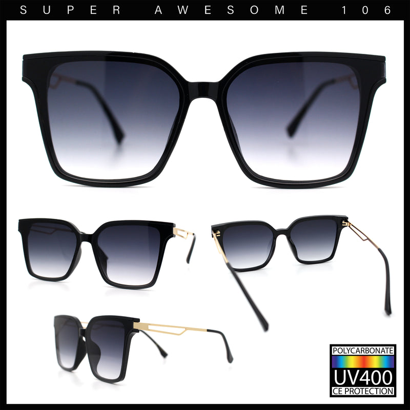 Womens Luxury Designer Inset Lens Metal Arm Horn Rim Plastic Fashion Sunglasses