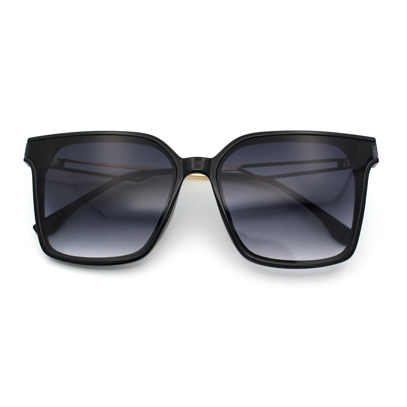 Womens Luxury Designer Inset Lens Metal Arm Horn Rim Plastic Fashion Sunglasses