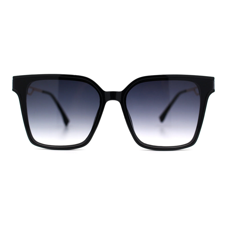 Womens Luxury Designer Inset Lens Metal Arm Horn Rim Plastic Fashion Sunglasses