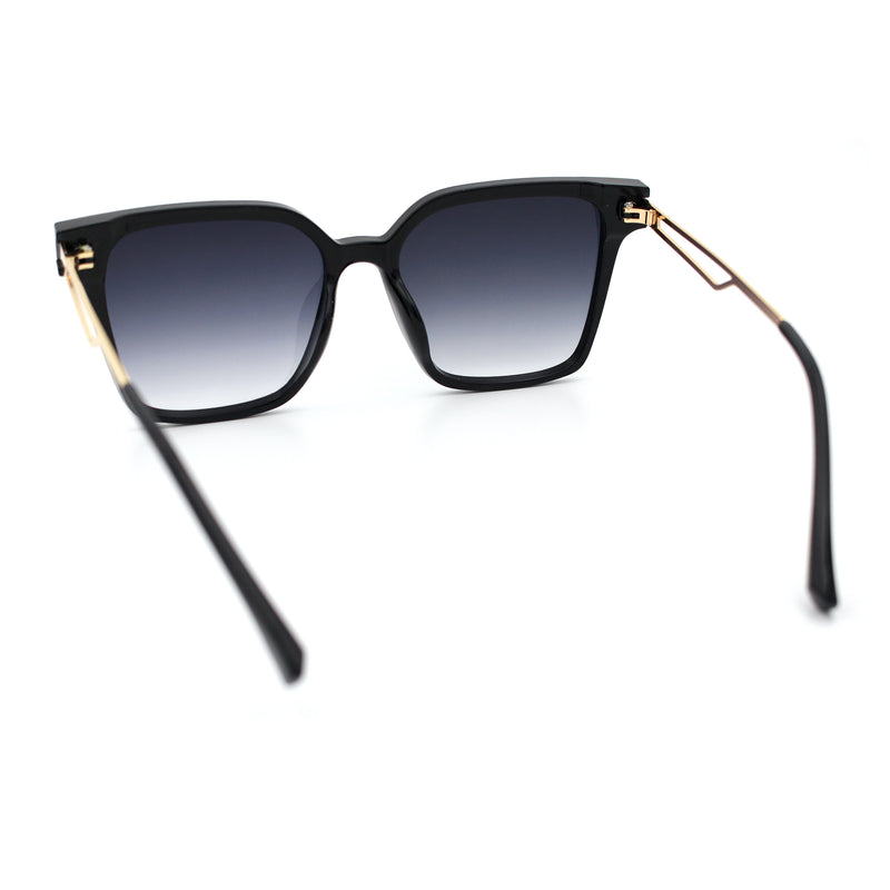 Womens Luxury Designer Inset Lens Metal Arm Horn Rim Plastic Fashion Sunglasses