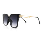 Womens Luxury Designer Inset Lens Metal Arm Horn Rim Plastic Fashion Sunglasses