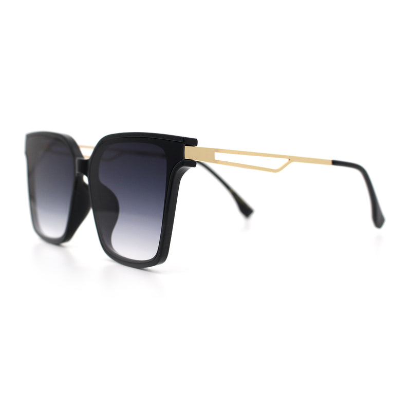 Womens Luxury Designer Inset Lens Metal Arm Horn Rim Plastic Fashion Sunglasses