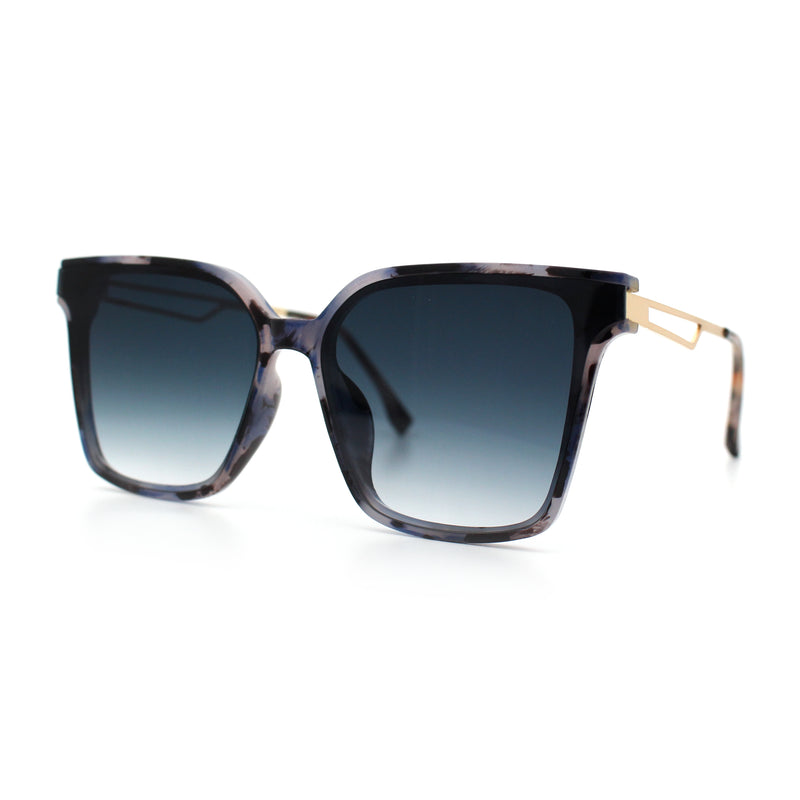 Womens Luxury Designer Inset Lens Metal Arm Horn Rim Plastic Fashion Sunglasses